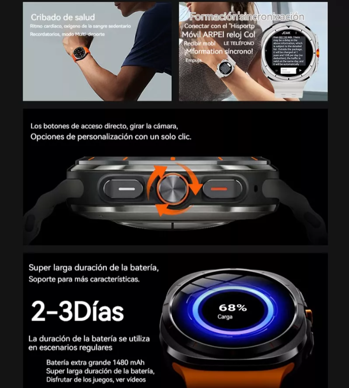 Smart Watch U8 Ultra 5G SIM Android 9 de 1,6 pulgadas AMOLED WiFi GPS y cámara giratoria