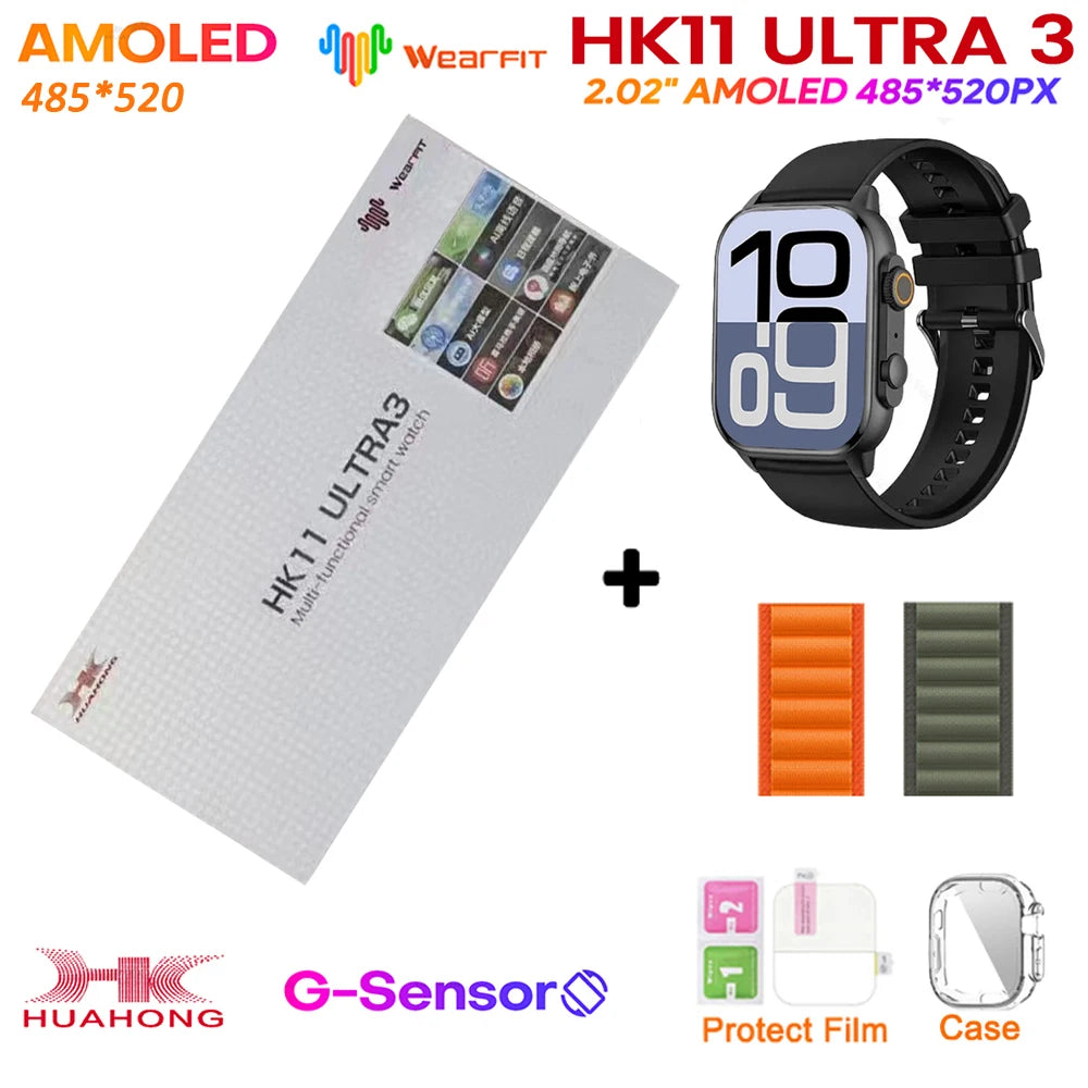 Smartwatch HK11 Ultra 3 original de 2025, 49 mm, AMOLED, con IA, Bluetooth, llamadas, NFC, GPS y brújula, para hombre y mujer.