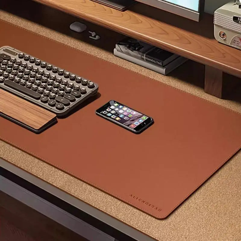 Mouse Pad de escritorio de gran tamaño para portátil, teclado de cuero, estilo minimalista, de alta gama.