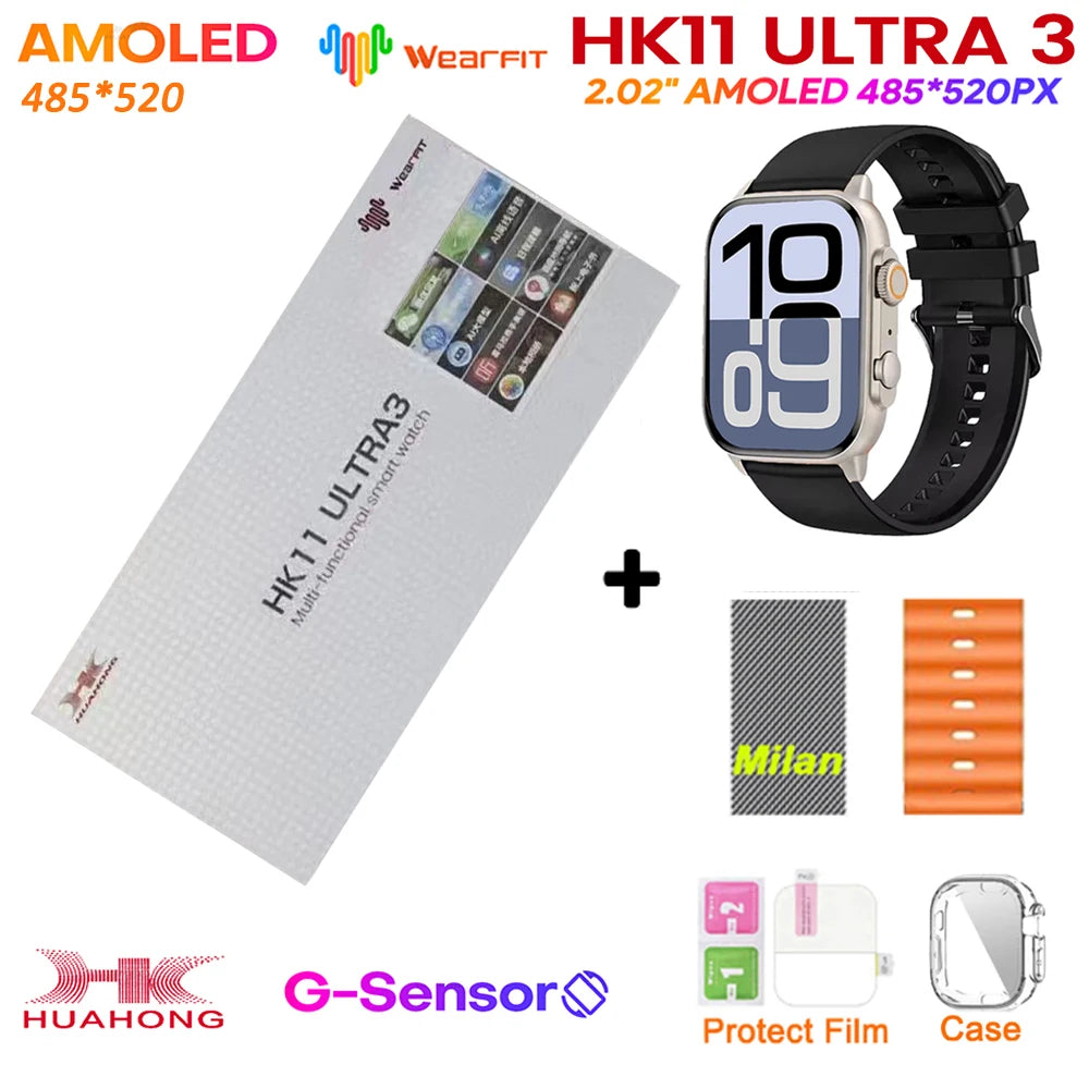 Smartwatch HK11 Ultra 3 original de 2025, 49 mm, AMOLED, con IA, Bluetooth, llamadas, NFC, GPS y brújula, para hombre y mujer.