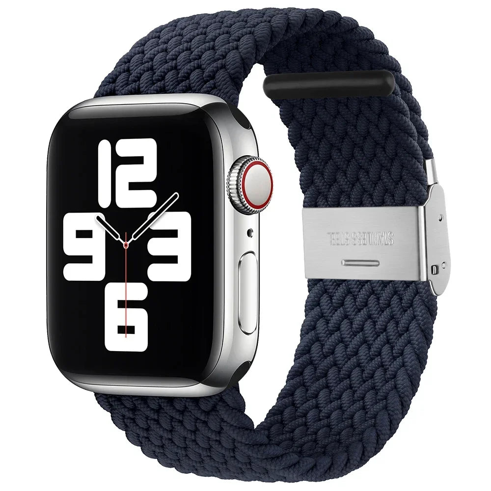 Correa trenzada para Apple Watch de 44 mm, Ultra-2, 49 mm, 45 mm, 46 mm, 42 mm, 40 mm y 41 mm, pulsera elástica para iWatch Series 10, 9, 8, SE, 6, 7, 5, 4 y 3