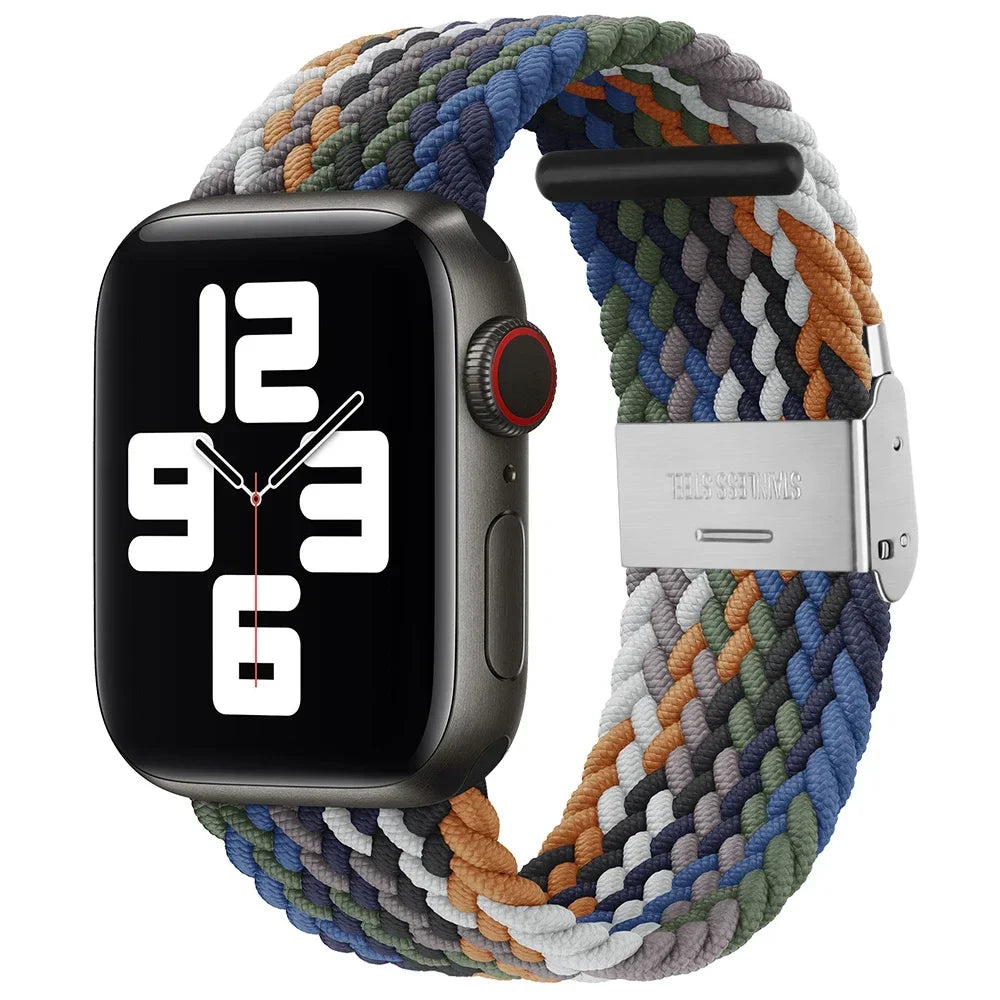 Correa trenzada para Apple Watch de 44 mm, Ultra-2, 49 mm, 45 mm, 46 mm, 42 mm, 40 mm y 41 mm, pulsera elástica para iWatch Series 10, 9, 8, SE, 6, 7, 5, 4 y 3