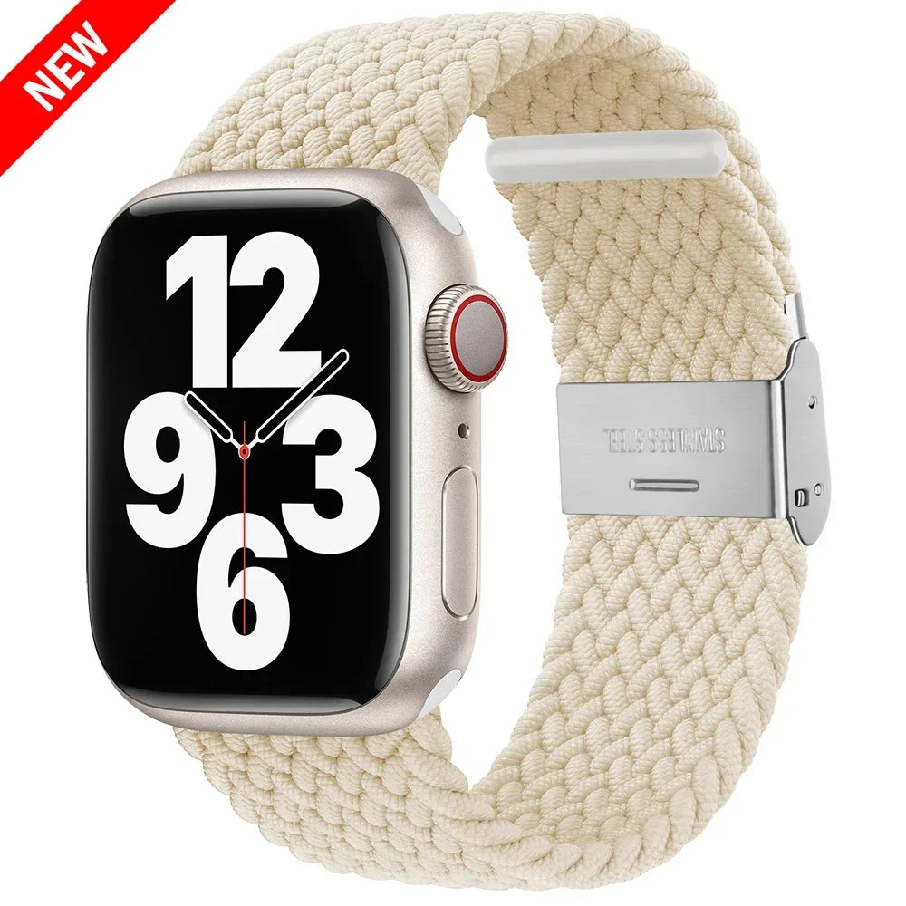 Correa trenzada para Apple Watch de 44 mm, Ultra-2, 49 mm, 45 mm, 46 mm, 42 mm, 40 mm y 41 mm, pulsera elástica para iWatch Series 10, 9, 8, SE, 6, 7, 5, 4 y 3