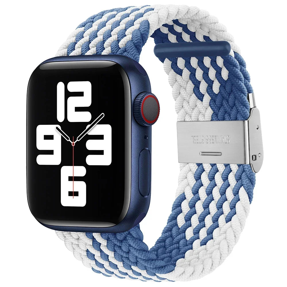 Correa trenzada para Apple Watch de 44 mm, Ultra-2, 49 mm, 45 mm, 46 mm, 42 mm, 40 mm y 41 mm, pulsera elástica para iWatch Series 10, 9, 8, SE, 6, 7, 5, 4 y 3