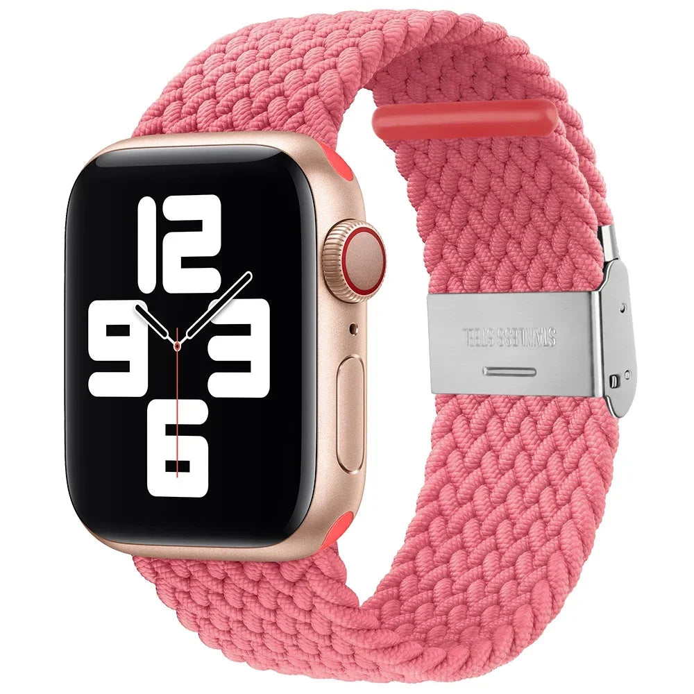 Correa trenzada para Apple Watch de 44 mm, Ultra-2, 49 mm, 45 mm, 46 mm, 42 mm, 40 mm y 41 mm, pulsera elástica para iWatch Series 10, 9, 8, SE, 6, 7, 5, 4 y 3