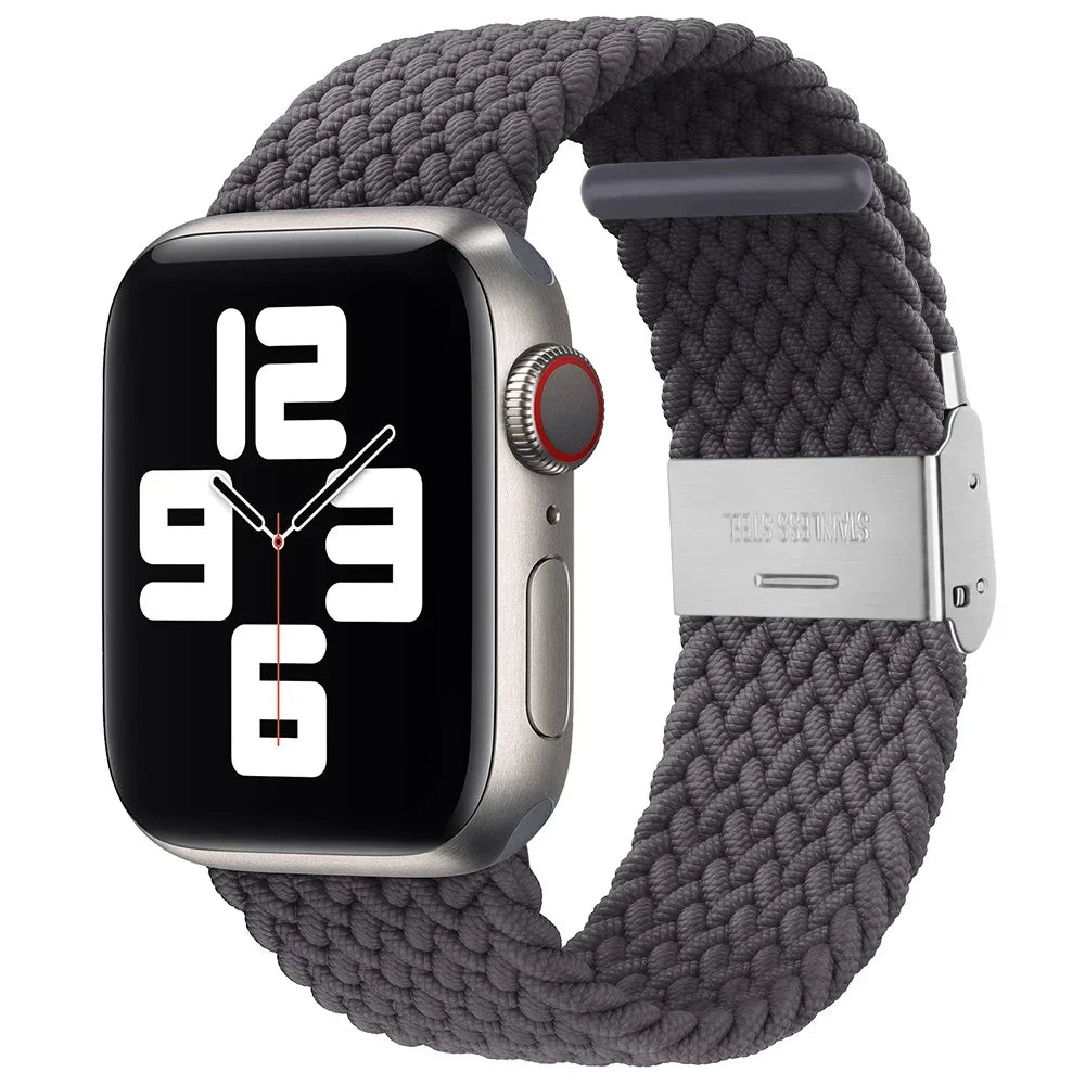 Correa trenzada para Apple Watch de 44 mm, Ultra-2, 49 mm, 45 mm, 46 mm, 42 mm, 40 mm y 41 mm, pulsera elástica para iWatch Series 10, 9, 8, SE, 6, 7, 5, 4 y 3