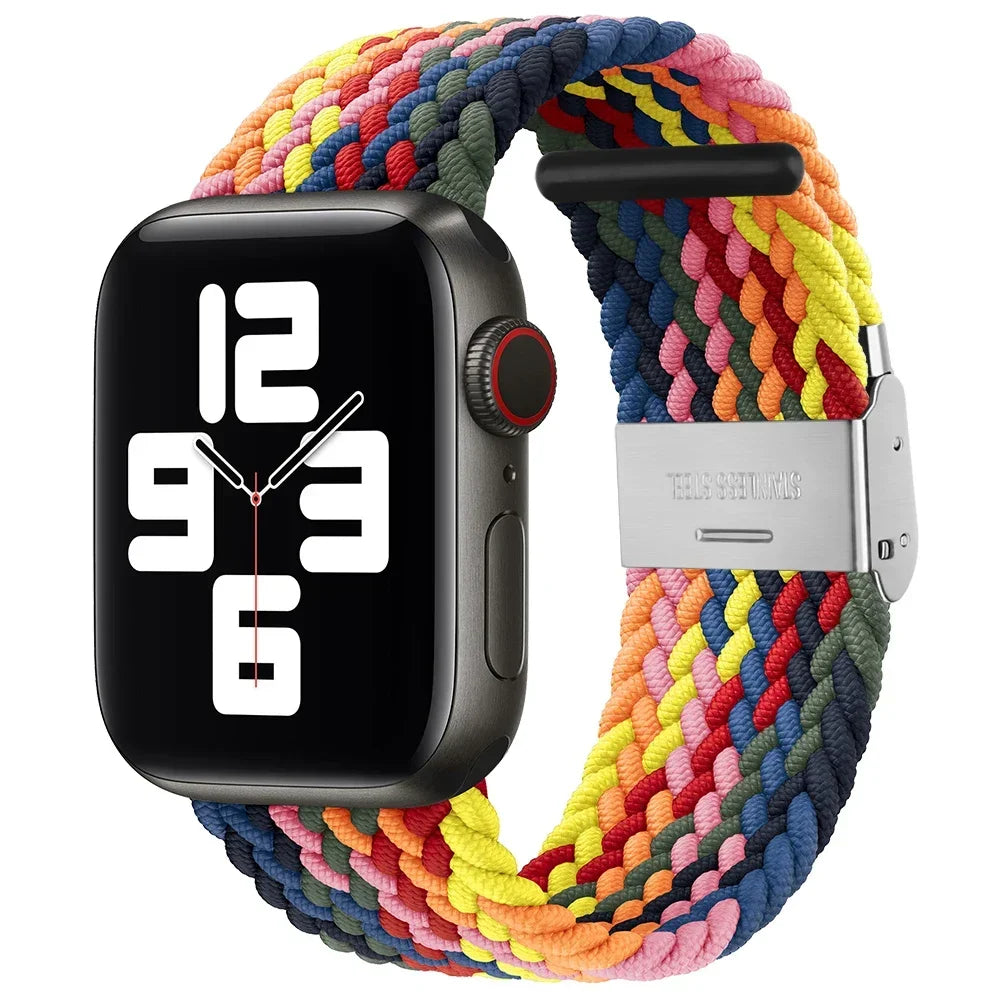 Correa trenzada para Apple Watch de 44 mm, Ultra-2, 49 mm, 45 mm, 46 mm, 42 mm, 40 mm y 41 mm, pulsera elástica para iWatch Series 10, 9, 8, SE, 6, 7, 5, 4 y 3