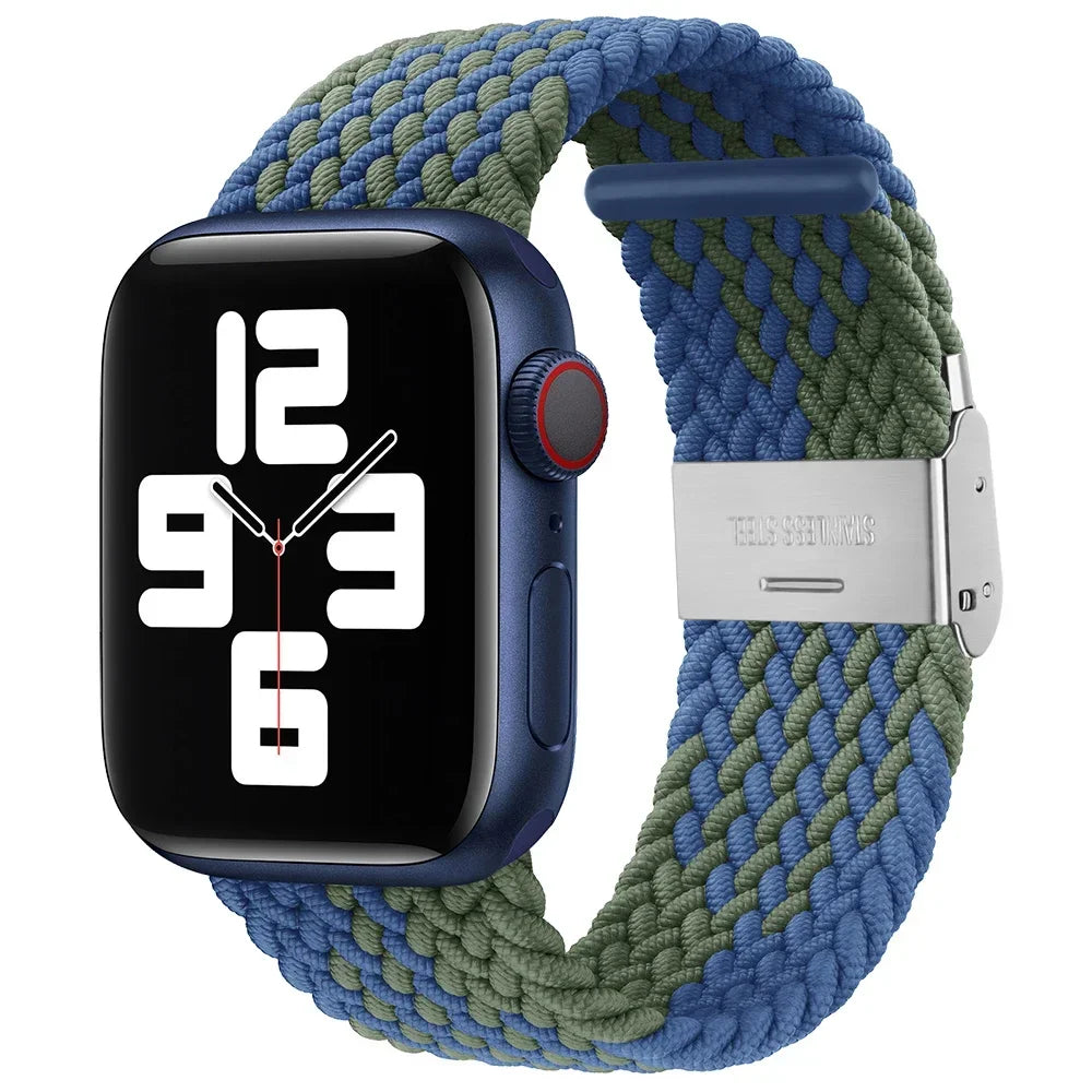Correa trenzada para Apple Watch de 44 mm, Ultra-2, 49 mm, 45 mm, 46 mm, 42 mm, 40 mm y 41 mm, pulsera elástica para iWatch Series 10, 9, 8, SE, 6, 7, 5, 4 y 3
