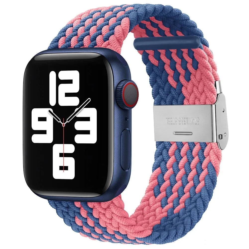 Correa trenzada para Apple Watch de 44 mm, Ultra-2, 49 mm, 45 mm, 46 mm, 42 mm, 40 mm y 41 mm, pulsera elástica para iWatch Series 10, 9, 8, SE, 6, 7, 5, 4 y 3