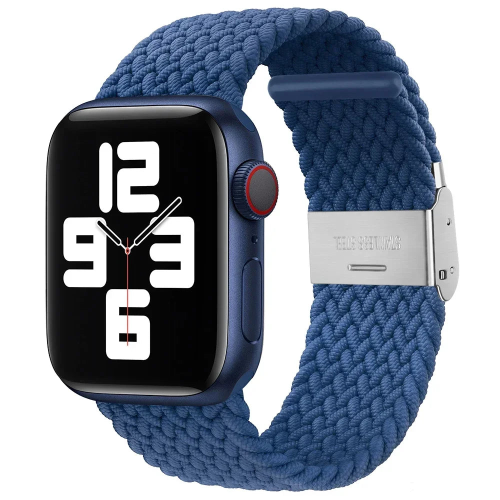 Correa trenzada para Apple Watch de 44 mm, Ultra-2, 49 mm, 45 mm, 46 mm, 42 mm, 40 mm y 41 mm, pulsera elástica para iWatch Series 10, 9, 8, SE, 6, 7, 5, 4 y 3