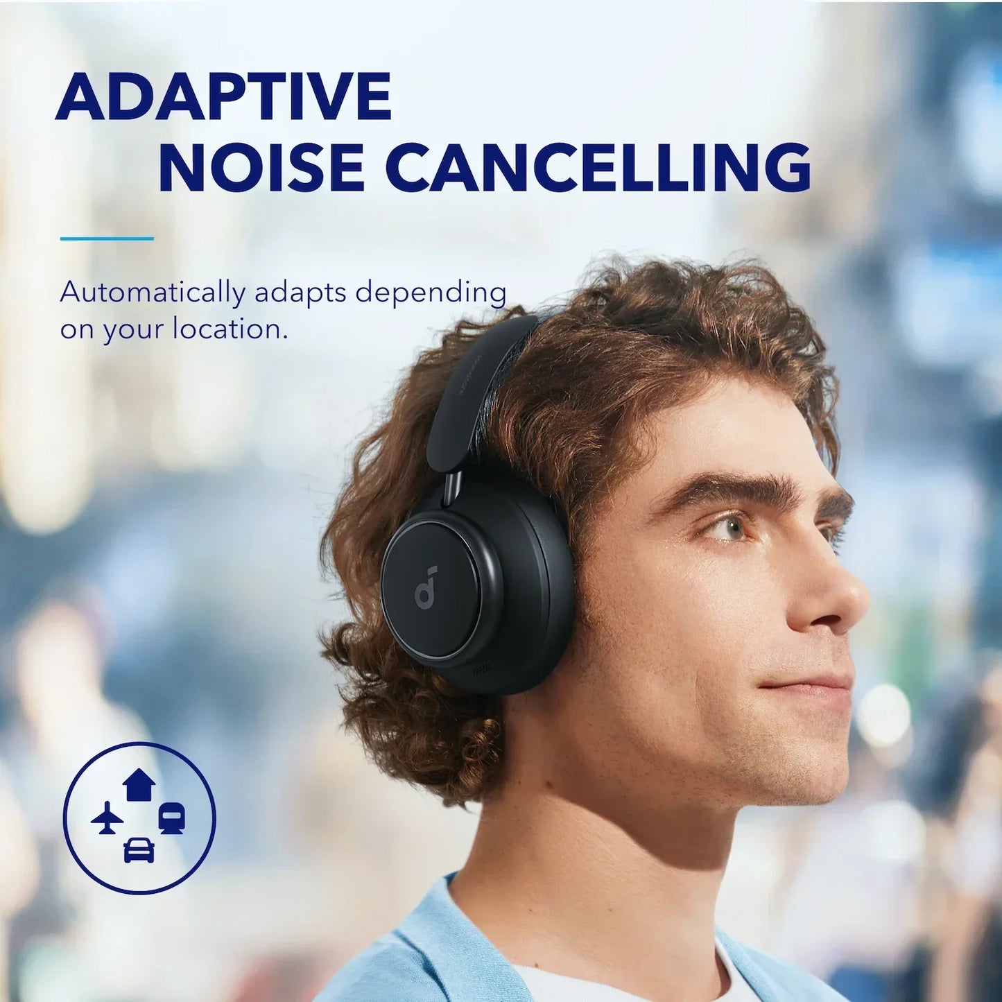 Audifonos SoundCore Space Q45 con cancelación activa de ruido adaptativa, Hi-Res Audio de Alta resolución LDAC, Bluetooth 5.3 y 50 horas de reproducción