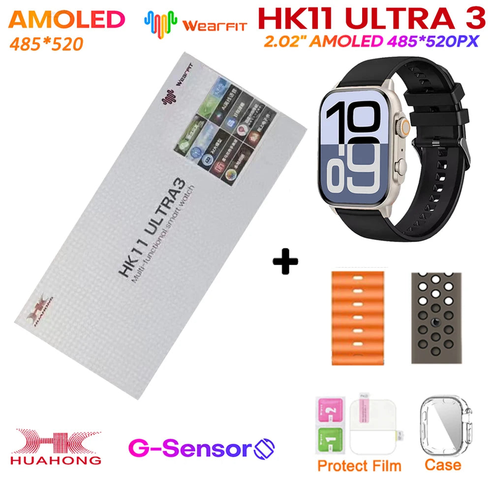 Smartwatch HK11 Ultra 3 original de 2025, 49 mm, AMOLED, con IA, Bluetooth, llamadas, NFC, GPS y brújula, para hombre y mujer.
