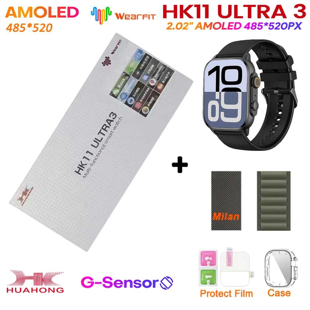 Smartwatch HK11 Ultra 3 original de 2025, 49 mm, AMOLED, con IA, Bluetooth, llamadas, NFC, GPS y brújula, para hombre y mujer.