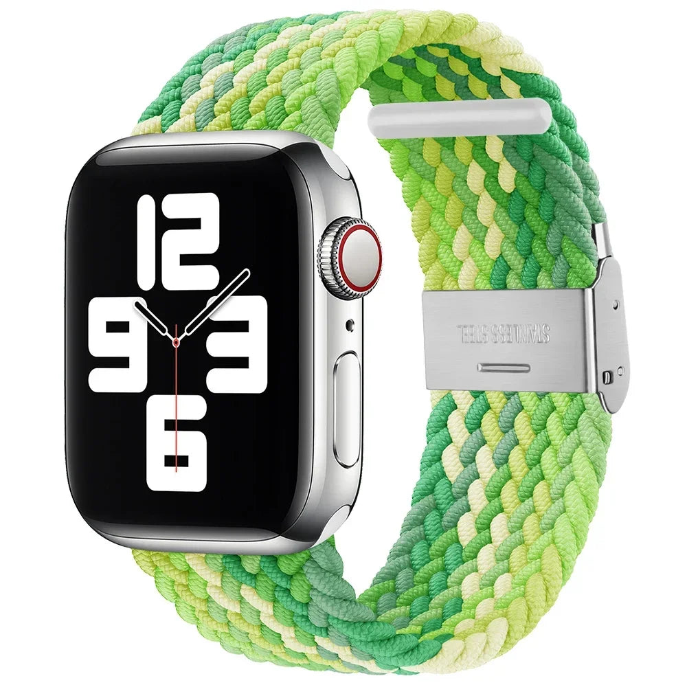 Correa trenzada para Apple Watch de 44 mm, Ultra-2, 49 mm, 45 mm, 46 mm, 42 mm, 40 mm y 41 mm, pulsera elástica para iWatch Series 10, 9, 8, SE, 6, 7, 5, 4 y 3