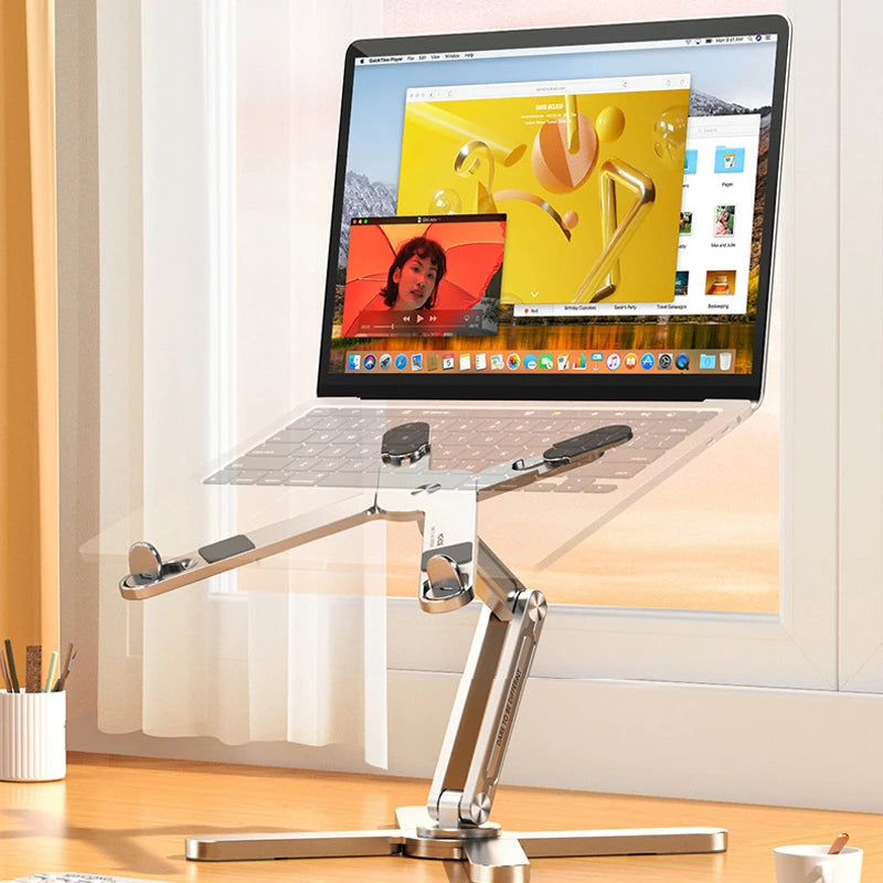 Soporte plegable para portátil con rotación de 360°, de aleación de aluminio, para tableta y libro