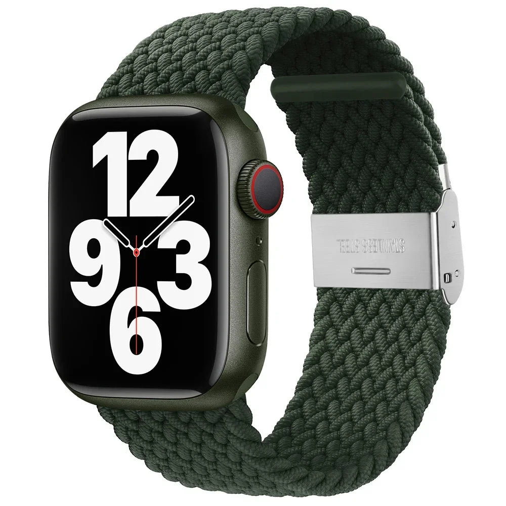 Correa trenzada para Apple Watch de 44 mm, Ultra-2, 49 mm, 45 mm, 46 mm, 42 mm, 40 mm y 41 mm, pulsera elástica para iWatch Series 10, 9, 8, SE, 6, 7, 5, 4 y 3