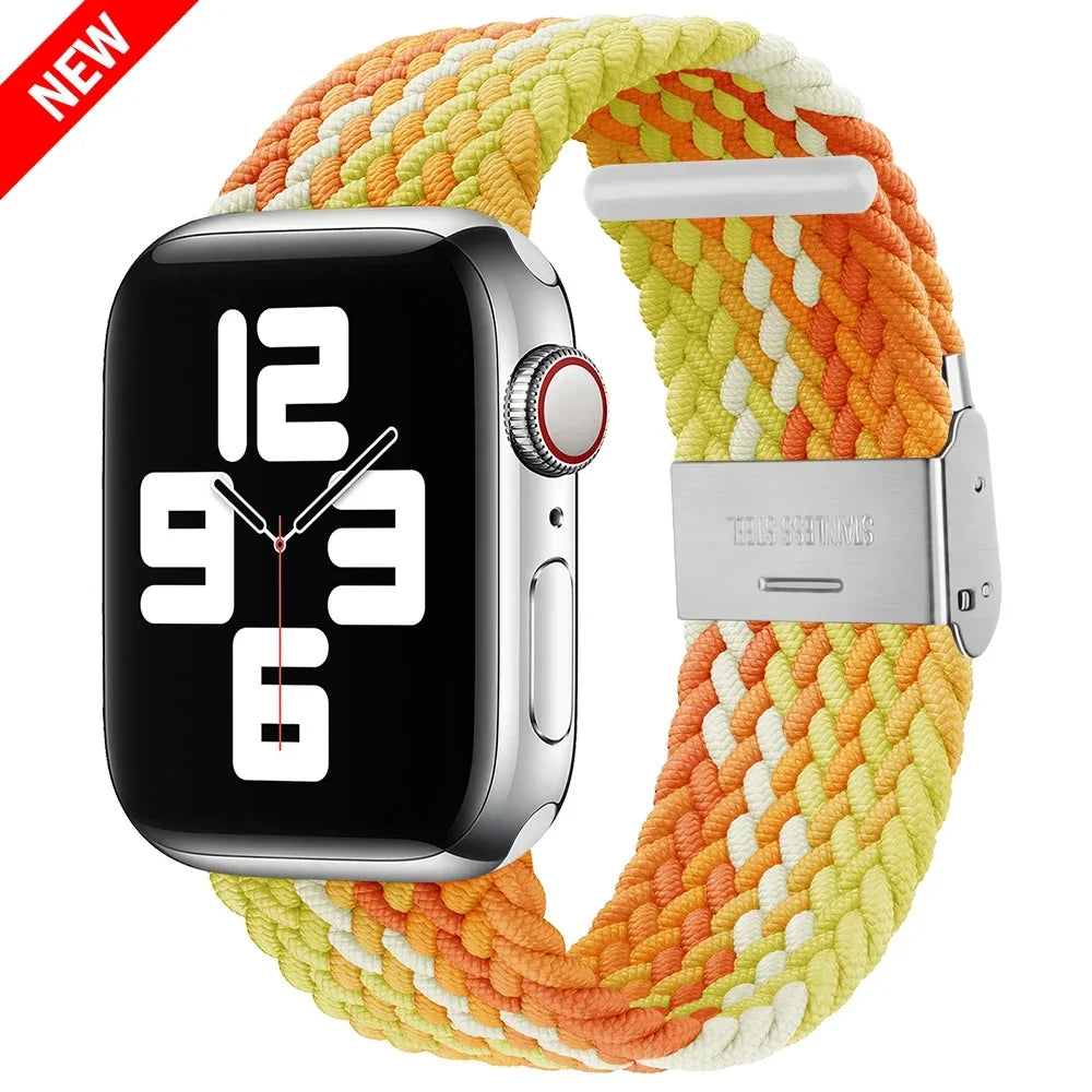 Correa trenzada para Apple Watch de 44 mm, Ultra-2, 49 mm, 45 mm, 46 mm, 42 mm, 40 mm y 41 mm, pulsera elástica para iWatch Series 10, 9, 8, SE, 6, 7, 5, 4 y 3