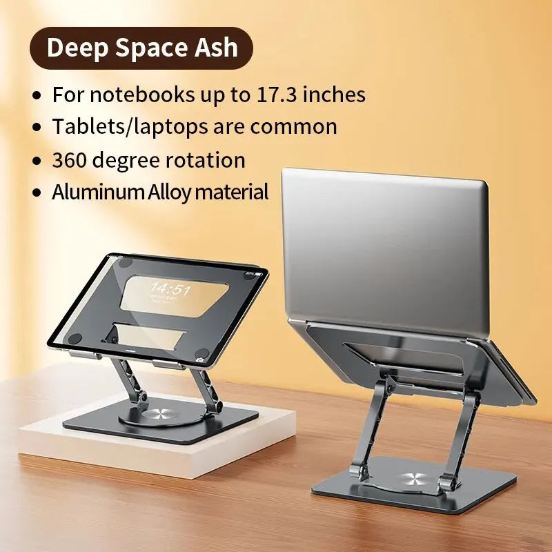 Soporte para portátil LS652 de aleación de aluminio, plegable, para tableta, giratorio, para MacBook, portátil, plegable