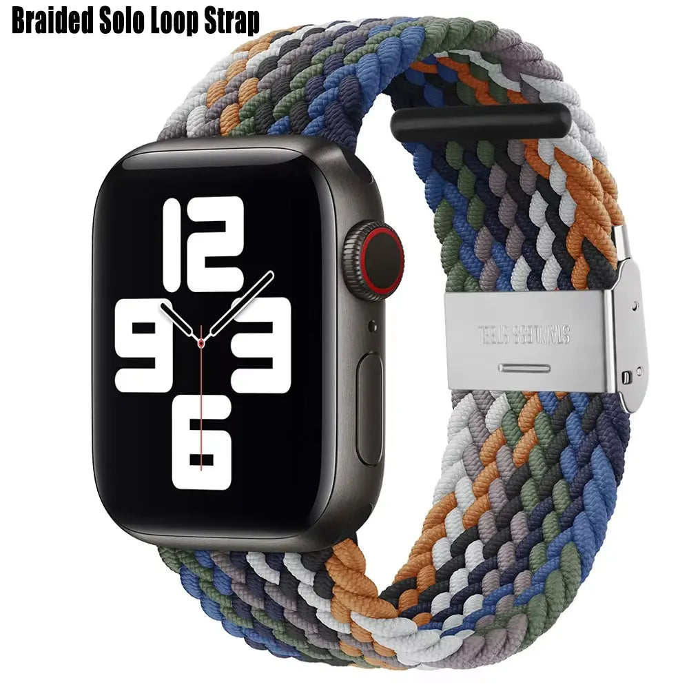 Correa trenzada para Apple Watch de 44 mm, Ultra-2, 49 mm, 45 mm, 46 mm, 42 mm, 40 mm y 41 mm, pulsera elástica para iWatch Series 10, 9, 8, SE, 6, 7, 5, 4 y 3