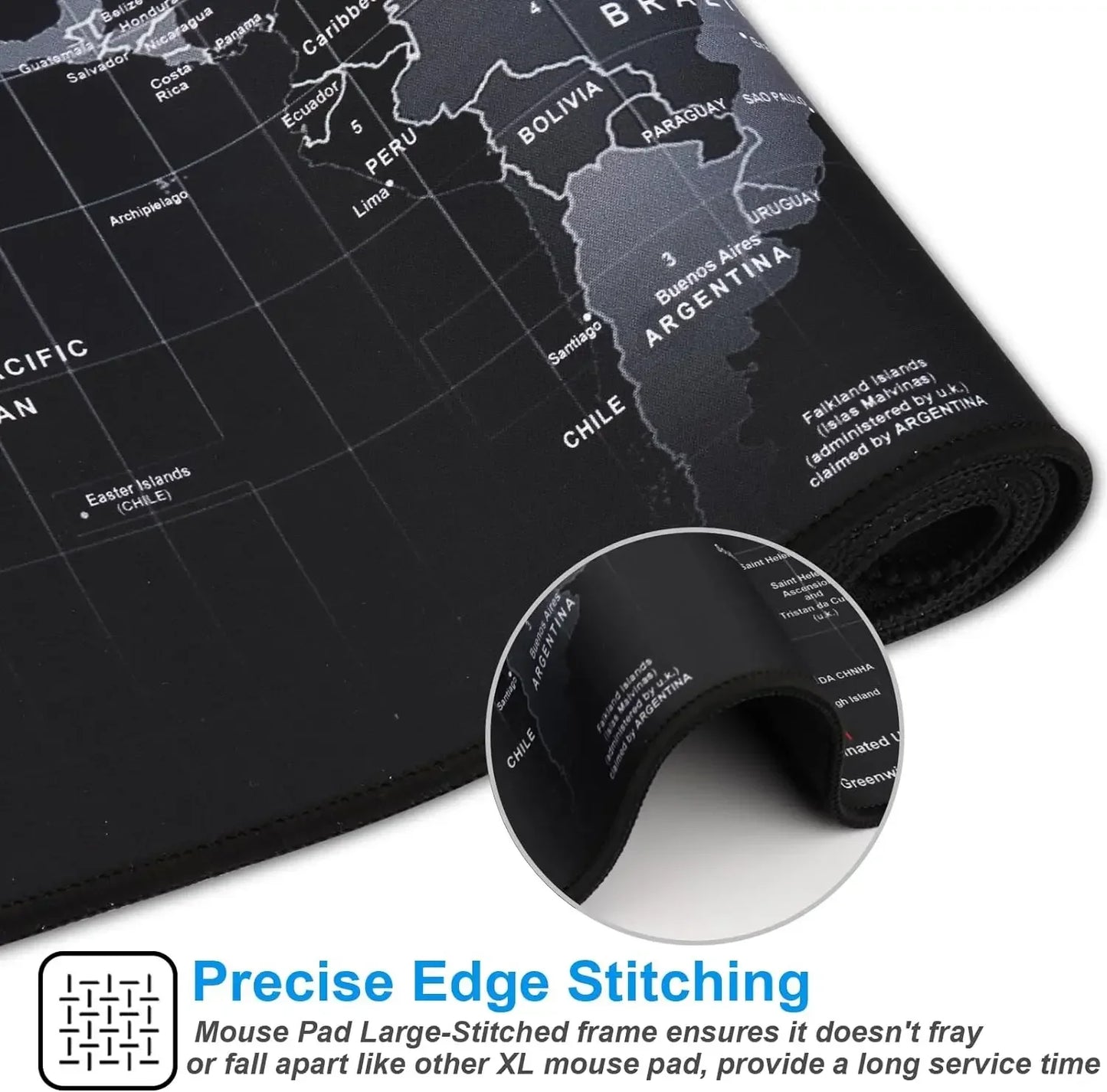 Mouse Pad con mapa grande, protector de escritorio, teclado, acolchado largo, para ordenador portátil