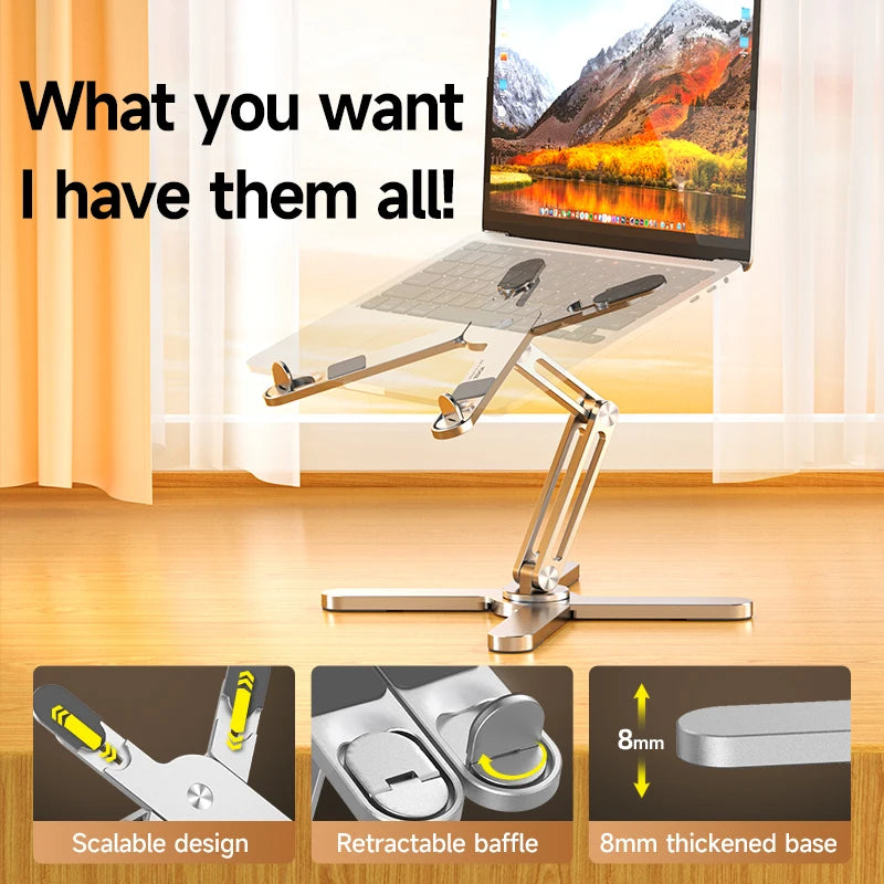 Soporte plegable para portátil con rotación de 360°, de aleación de aluminio, para tableta y libro