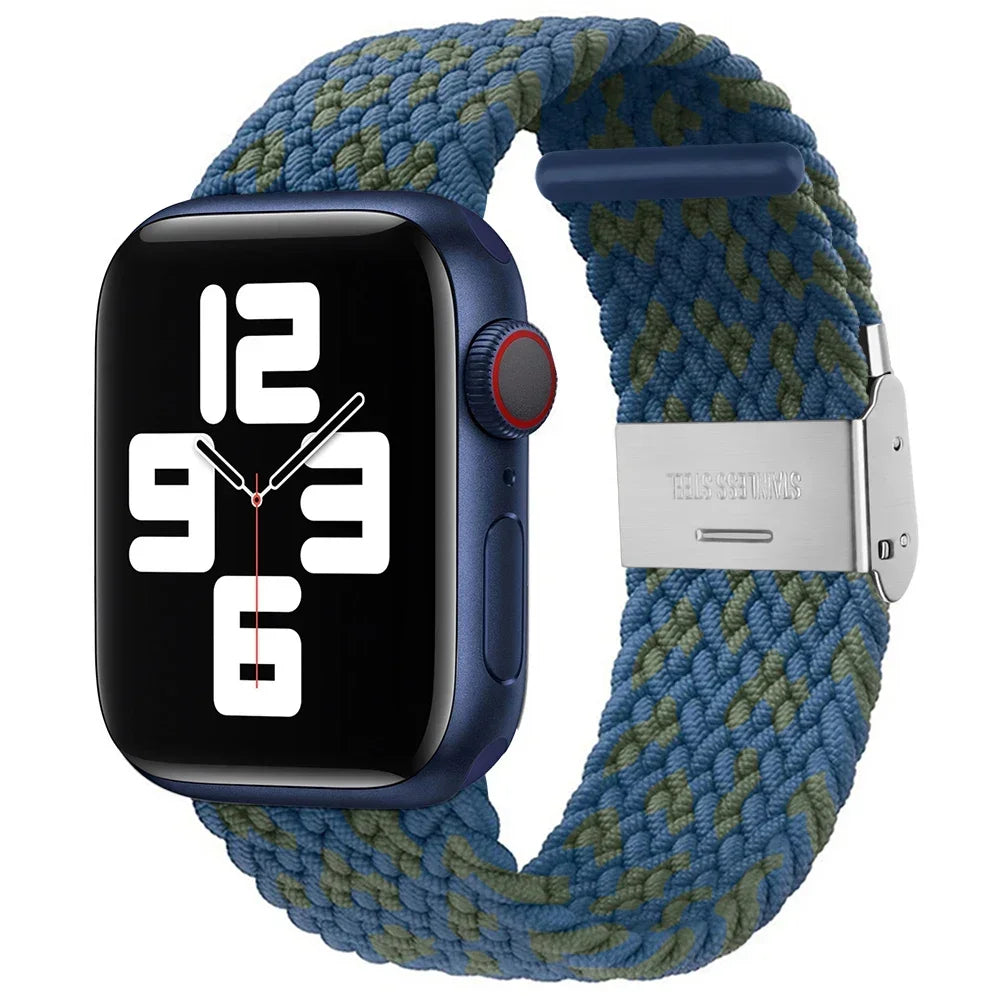 Correa trenzada para Apple Watch de 44 mm, Ultra-2, 49 mm, 45 mm, 46 mm, 42 mm, 40 mm y 41 mm, pulsera elástica para iWatch Series 10, 9, 8, SE, 6, 7, 5, 4 y 3