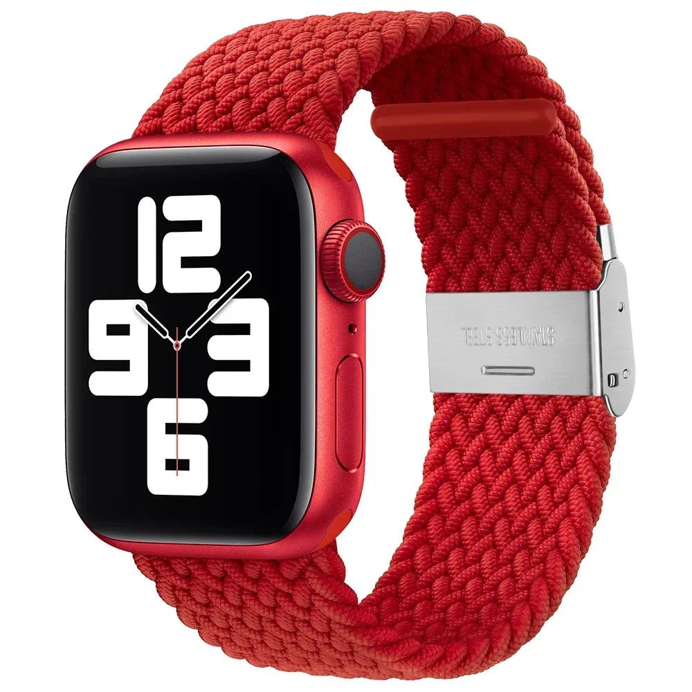 Correa trenzada para Apple Watch de 44 mm, Ultra-2, 49 mm, 45 mm, 46 mm, 42 mm, 40 mm y 41 mm, pulsera elástica para iWatch Series 10, 9, 8, SE, 6, 7, 5, 4 y 3