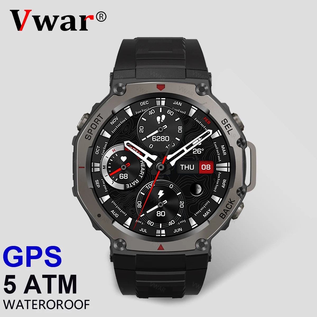Smart Watch VWAR T-Rex3 GPS de 5ATM para Hombre