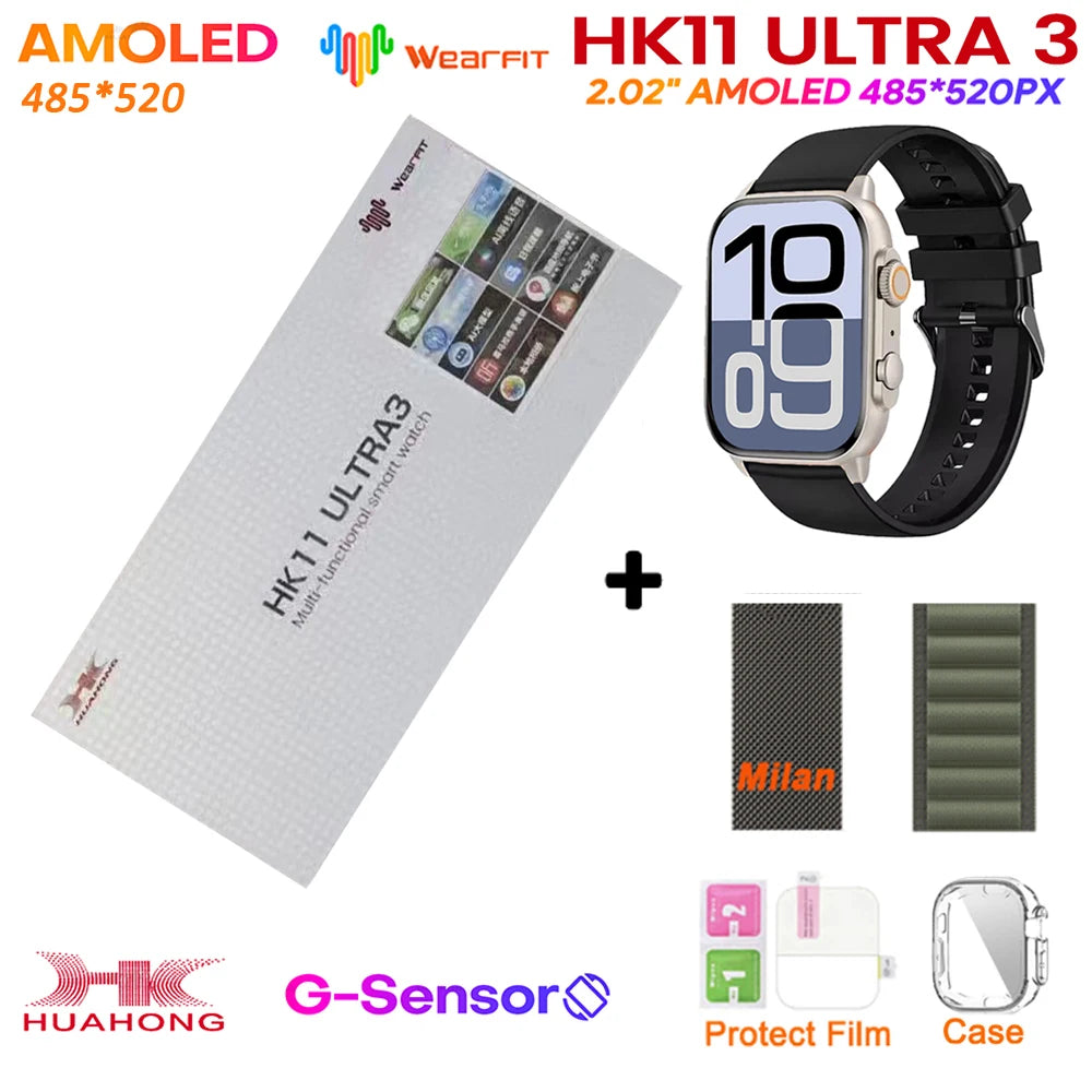 Smartwatch HK11 Ultra 3 original de 2025, 49 mm, AMOLED, con IA, Bluetooth, llamadas, NFC, GPS y brújula, para hombre y mujer.