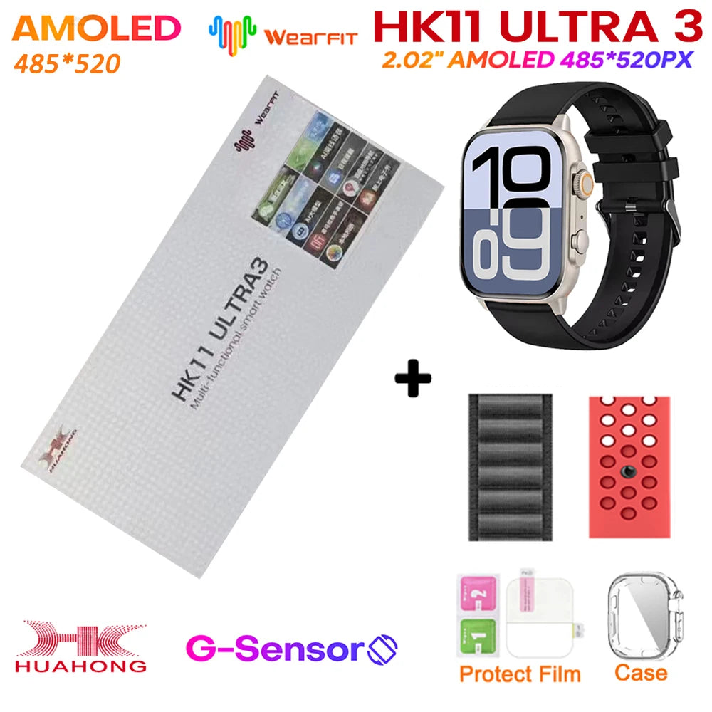 Smartwatch HK11 Ultra 3 original de 2025, 49 mm, AMOLED, con IA, Bluetooth, llamadas, NFC, GPS y brújula, para hombre y mujer.