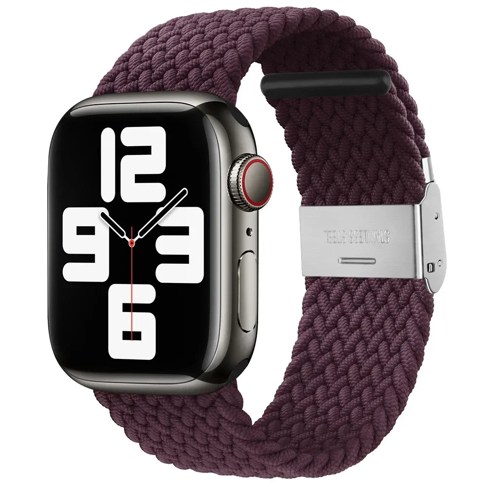 Correa trenzada para Apple Watch de 44 mm, Ultra-2, 49 mm, 45 mm, 46 mm, 42 mm, 40 mm y 41 mm, pulsera elástica para iWatch Series 10, 9, 8, SE, 6, 7, 5, 4 y 3