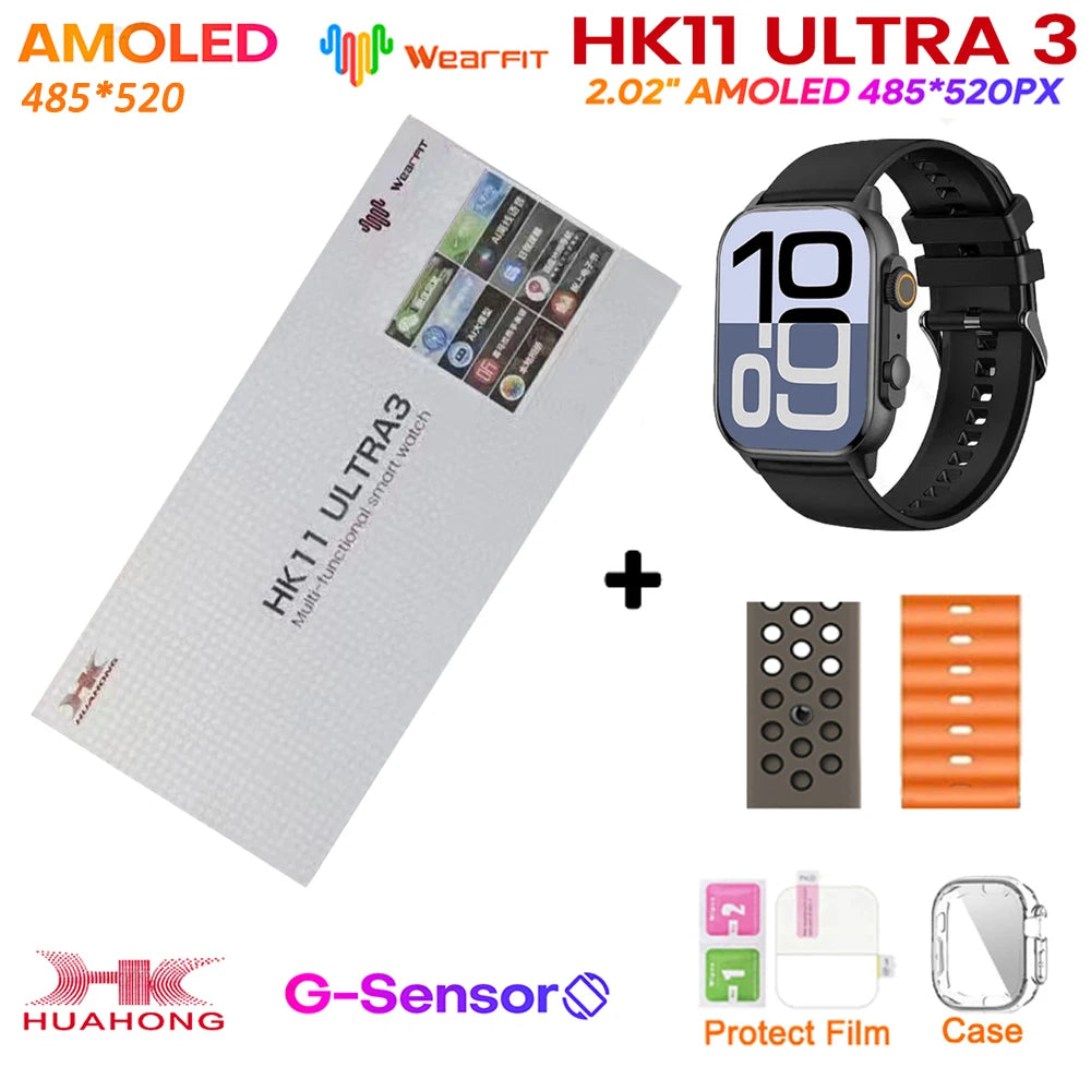 Smartwatch HK11 Ultra 3 original de 2025, 49 mm, AMOLED, con IA, Bluetooth, llamadas, NFC, GPS y brújula, para hombre y mujer.