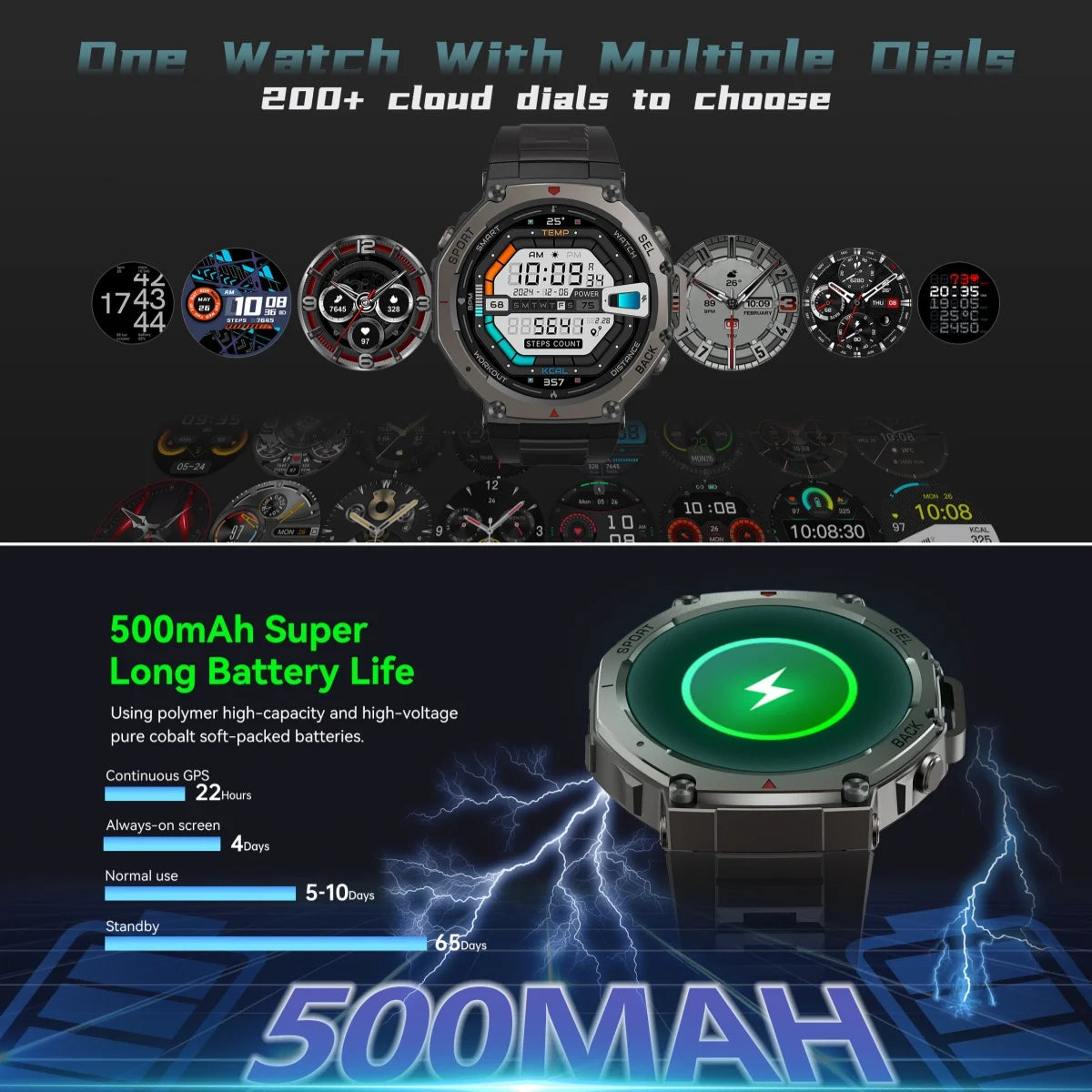 Smart Watch VWAR T-Rex3 GPS de 5ATM para Hombre