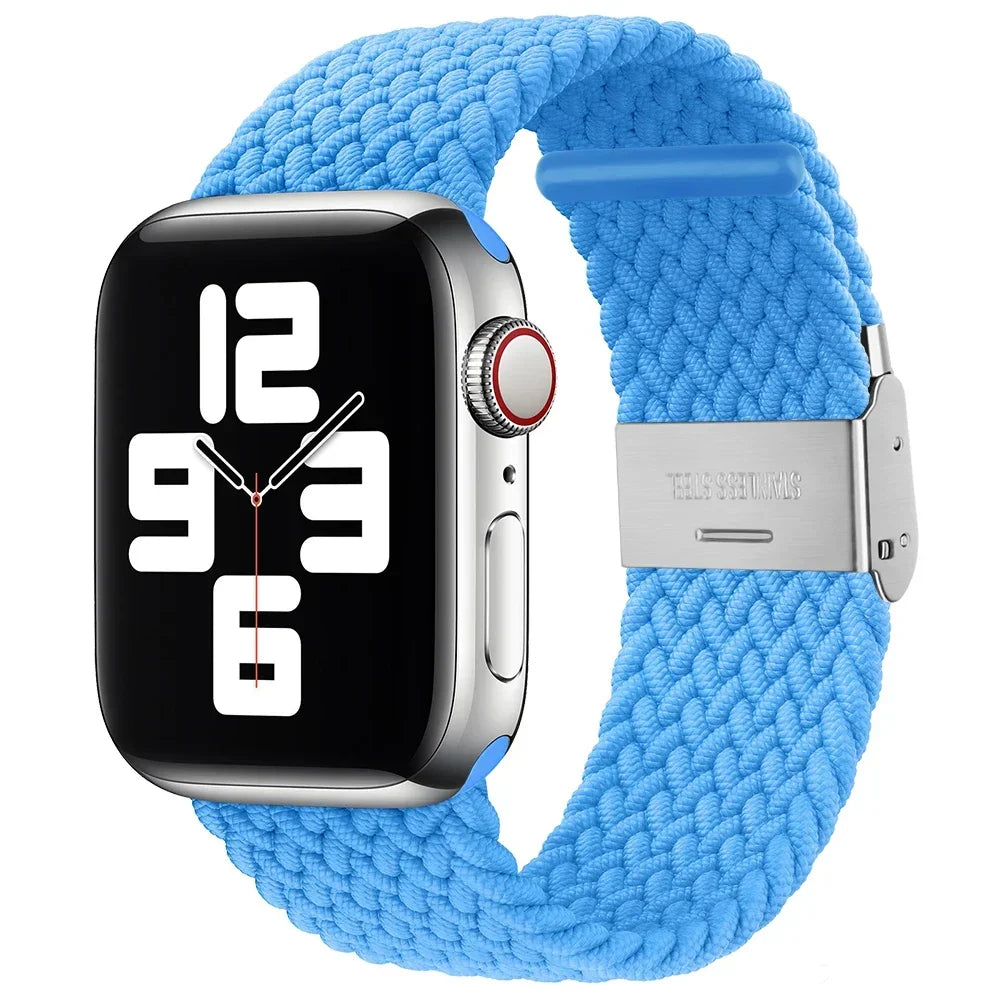 Correa trenzada para Apple Watch de 44 mm, Ultra-2, 49 mm, 45 mm, 46 mm, 42 mm, 40 mm y 41 mm, pulsera elástica para iWatch Series 10, 9, 8, SE, 6, 7, 5, 4 y 3