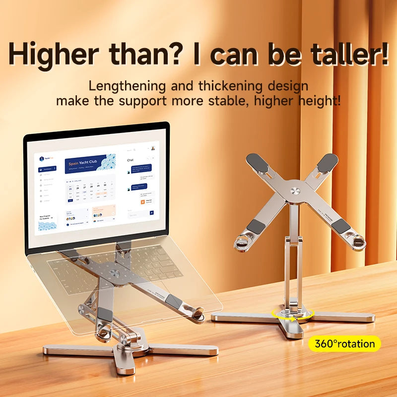 Soporte plegable para portátil con rotación de 360°, de aleación de aluminio, para tableta y libro