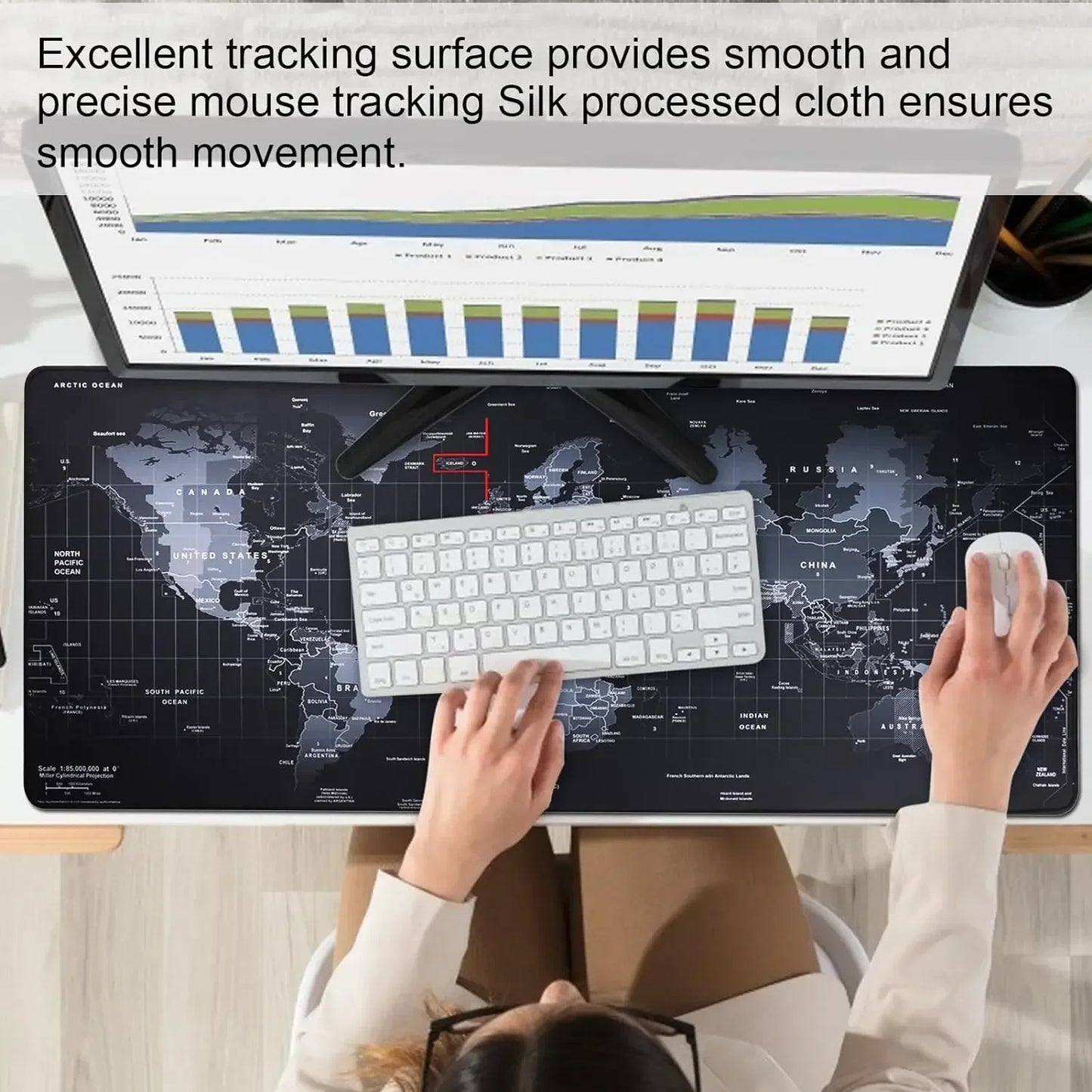 Mouse Pad con mapa grande, protector de escritorio, teclado, acolchado largo, para ordenador portátil