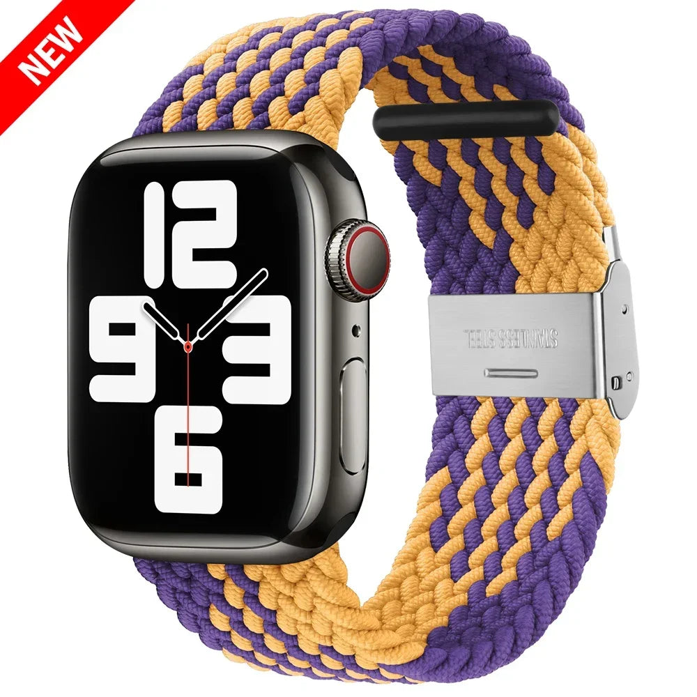 Correa trenzada para Apple Watch de 44 mm, Ultra-2, 49 mm, 45 mm, 46 mm, 42 mm, 40 mm y 41 mm, pulsera elástica para iWatch Series 10, 9, 8, SE, 6, 7, 5, 4 y 3