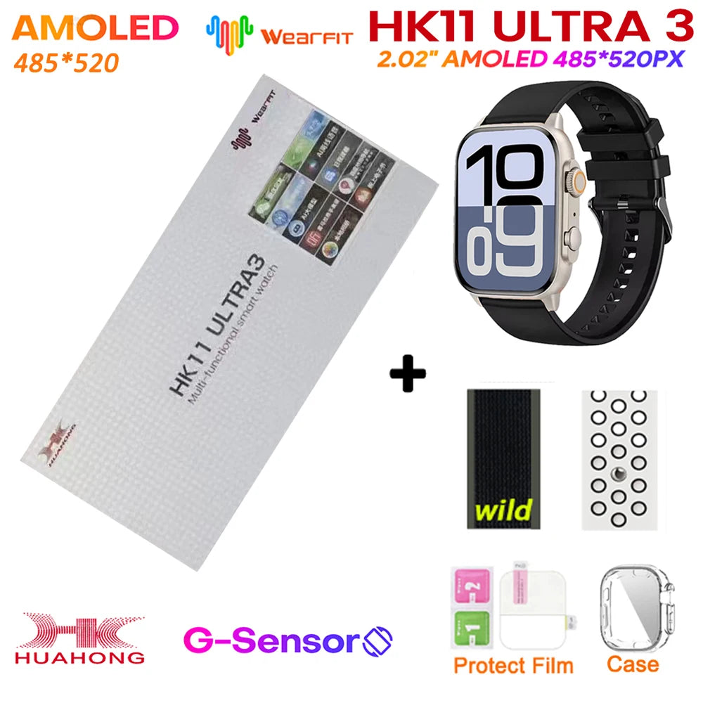 Smartwatch HK11 Ultra 3 original de 2025, 49 mm, AMOLED, con IA, Bluetooth, llamadas, NFC, GPS y brújula, para hombre y mujer.