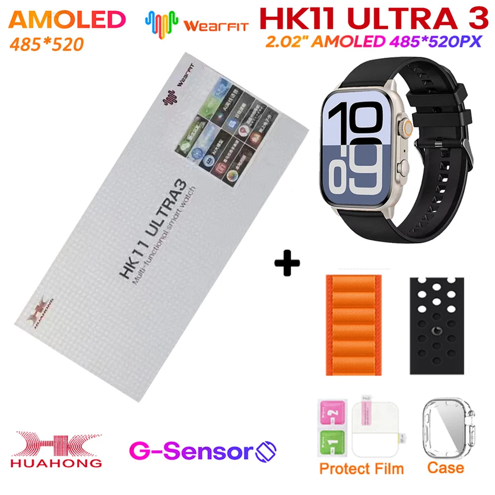 Smartwatch HK11 Ultra 3 original de 2025, 49 mm, AMOLED, con IA, Bluetooth, llamadas, NFC, GPS y brújula, para hombre y mujer.