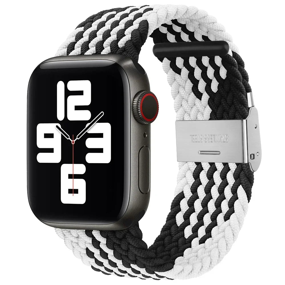 Correa trenzada para Apple Watch de 44 mm, Ultra-2, 49 mm, 45 mm, 46 mm, 42 mm, 40 mm y 41 mm, pulsera elástica para iWatch Series 10, 9, 8, SE, 6, 7, 5, 4 y 3