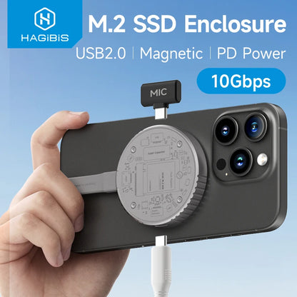 Carcasa magnética Hagibis M.2 2230 NVMe para SSD Gen2 PCI-E para iPhone 16, Pro Max, ProRes y MacBook