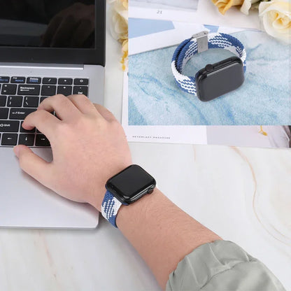 Correa trenzada para Apple Watch de 44 mm, Ultra-2, 49 mm, 45 mm, 46 mm, 42 mm, 40 mm y 41 mm, pulsera elástica para iWatch Series 10, 9, 8, SE, 6, 7, 5, 4 y 3