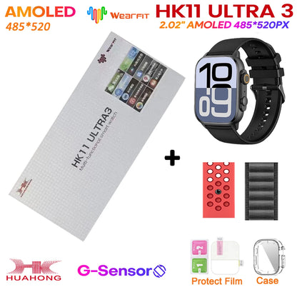 Smartwatch HK11 Ultra 3 original de 2025, 49 mm, AMOLED, con IA, Bluetooth, llamadas, NFC, GPS y brújula, para hombre y mujer.