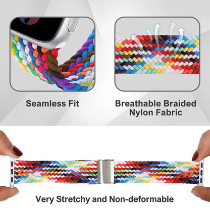 Correa trenzada para Apple Watch de 44 mm, Ultra-2, 49 mm, 45 mm, 46 mm, 42 mm, 40 mm y 41 mm, pulsera elástica para iWatch Series 10, 9, 8, SE, 6, 7, 5, 4 y 3