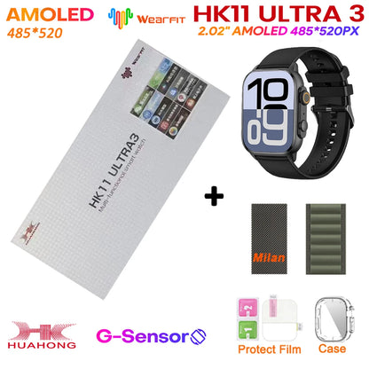 Smartwatch HK11 Ultra 3 original de 2025, 49 mm, AMOLED, con IA, Bluetooth, llamadas, NFC, GPS y brújula, para hombre y mujer.