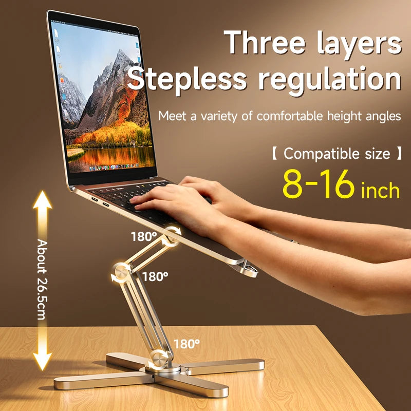 Soporte plegable para portátil con rotación de 360°, de aleación de aluminio, para tableta y libro