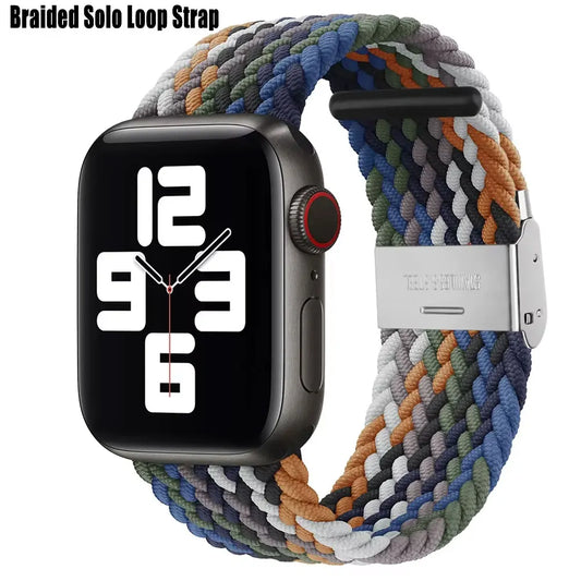 Correa trenzada para Apple Watch de 44 mm, Ultra-2, 49 mm, 45 mm, 46 mm, 42 mm, 40 mm y 41 mm, pulsera elástica para iWatch Series 10, 9, 8, SE, 6, 7, 5, 4 y 3