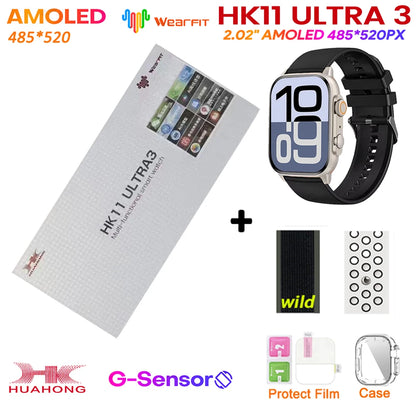 Smartwatch HK11 Ultra 3 original de 2025, 49 mm, AMOLED, con IA, Bluetooth, llamadas, NFC, GPS y brújula, para hombre y mujer.