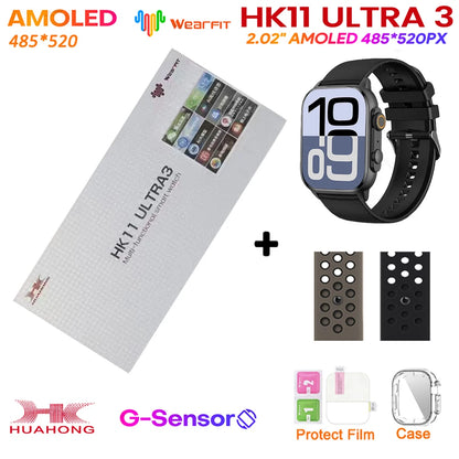 Smartwatch HK11 Ultra 3 original de 2025, 49 mm, AMOLED, con IA, Bluetooth, llamadas, NFC, GPS y brújula, para hombre y mujer.